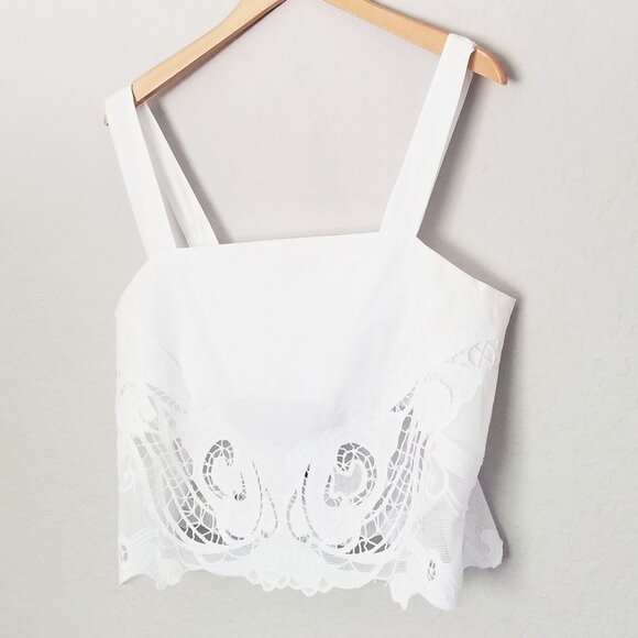 NEW Rag & Bone Clem Eyelet Embroidered Trim 100% Cotton Tank White $198 Sheer - Picture 7 of 16